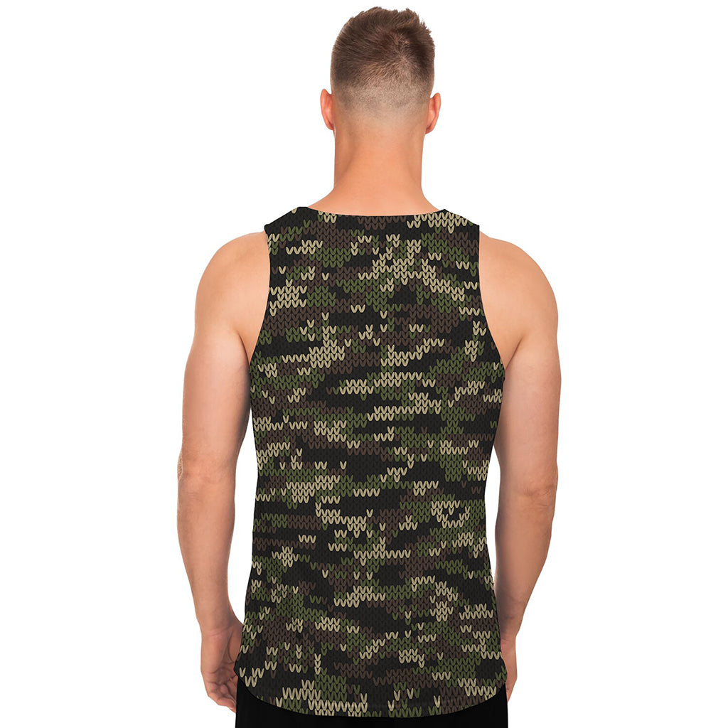 Army Camouflage Knitted Pattern Print Men's Tank Top