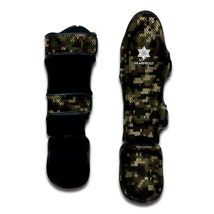 Army Camouflage Knitted Pattern Print Muay Thai Shin Guard