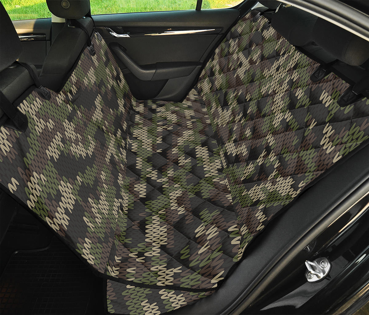 Army Camouflage Knitted Pattern Print Pet Car Back Seat Cover