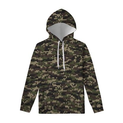 Army Camouflage Knitted Pattern Print Pullover Hoodie