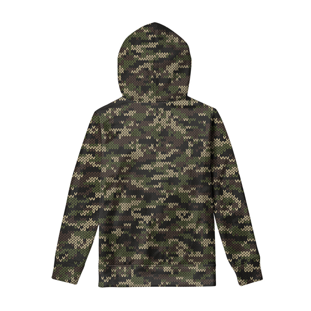 Army Camouflage Knitted Pattern Print Pullover Hoodie
