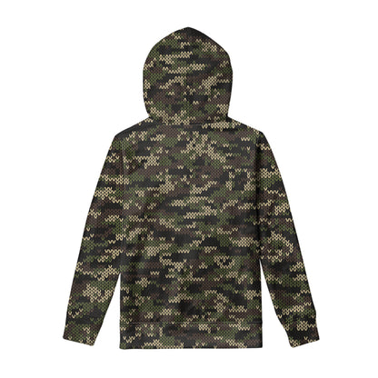 Army Camouflage Knitted Pattern Print Pullover Hoodie