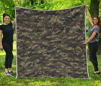 Army Camouflage Knitted Pattern Print Quilt