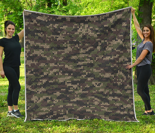 Army Camouflage Knitted Pattern Print Quilt