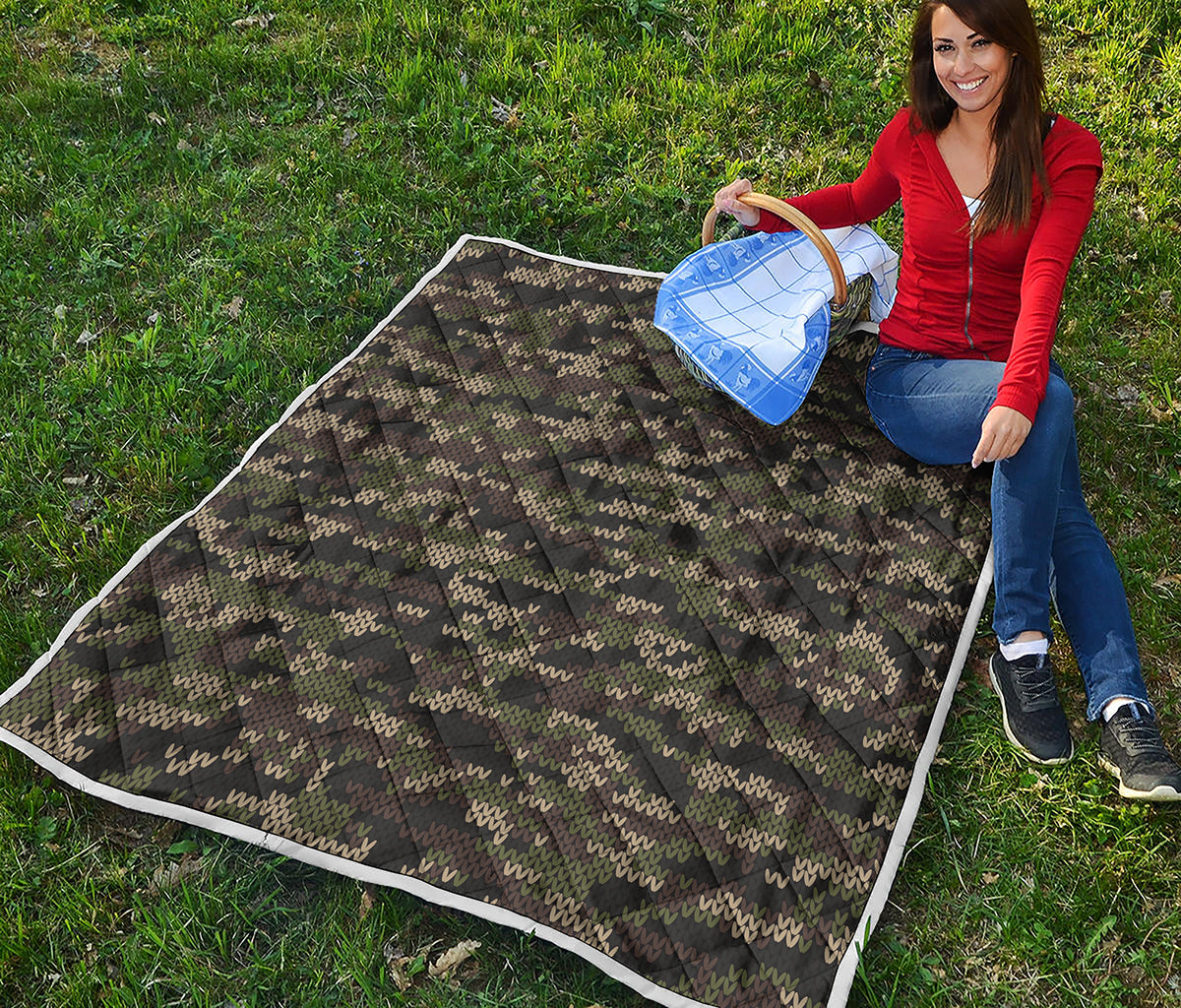 Army Camouflage Knitted Pattern Print Quilt