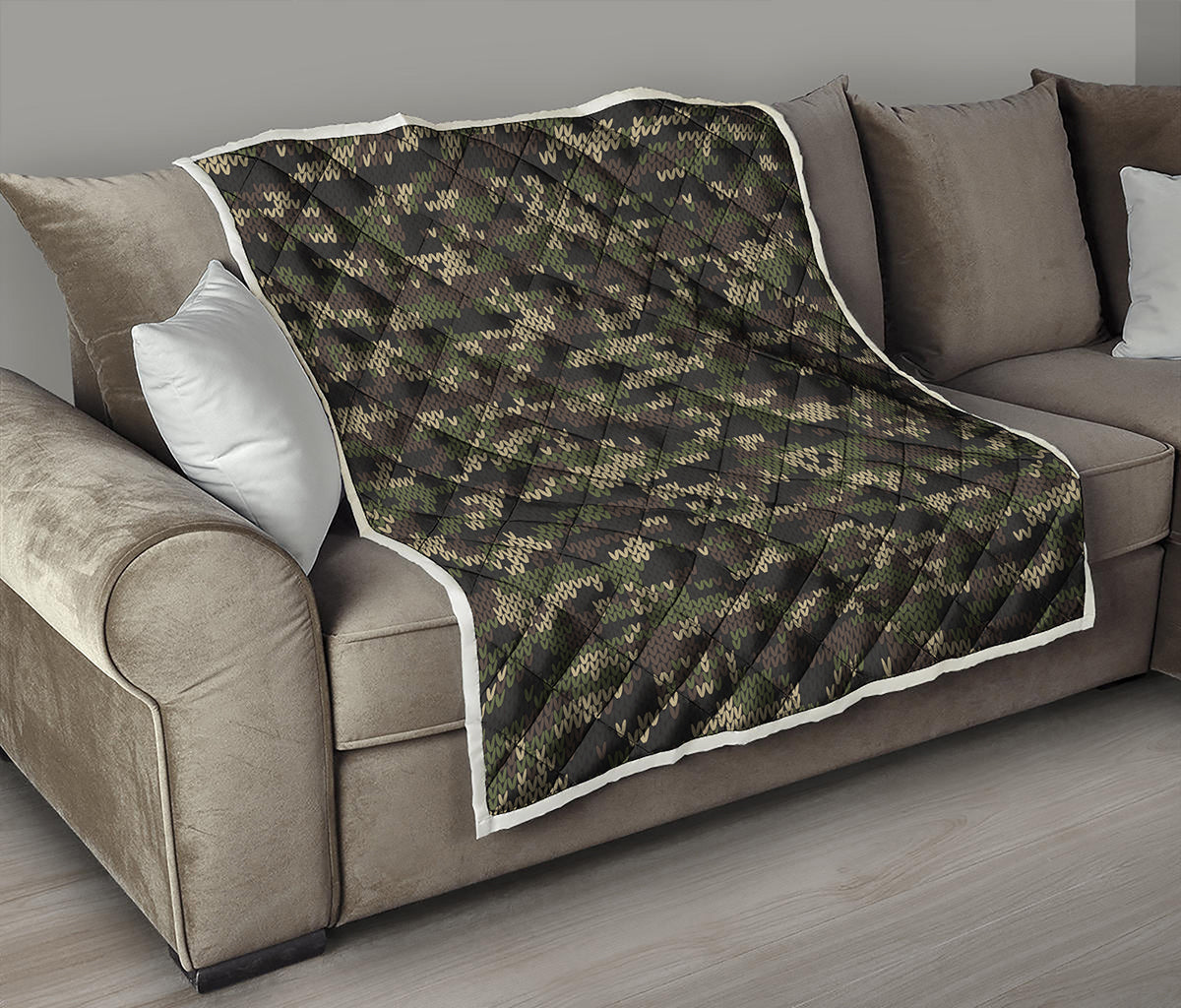 Army Camouflage Knitted Pattern Print Quilt
