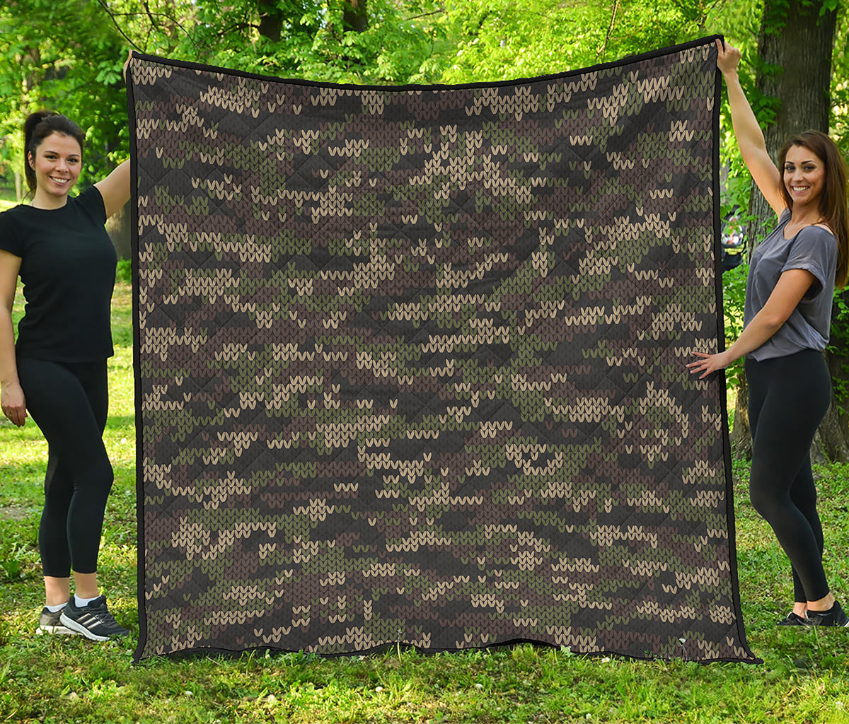 Army Camouflage Knitted Pattern Print Quilt