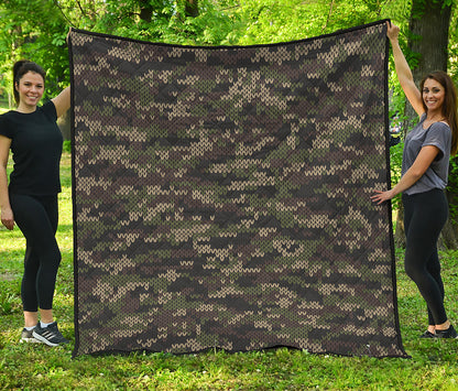 Army Camouflage Knitted Pattern Print Quilt