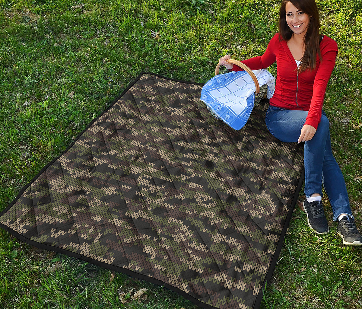 Army Camouflage Knitted Pattern Print Quilt