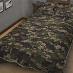 Army Camouflage Knitted Pattern Print Quilt Bed Set