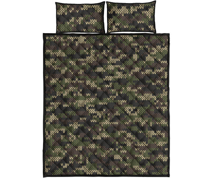Army Camouflage Knitted Pattern Print Quilt Bed Set