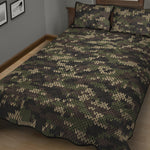 Army Camouflage Knitted Pattern Print Quilt Bed Set