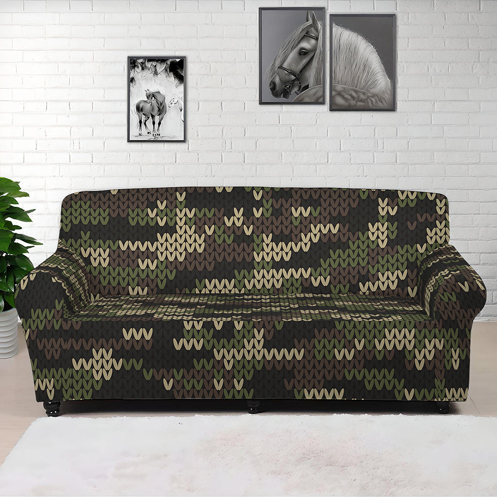 Army Camouflage Knitted Pattern Print Sofa Cover