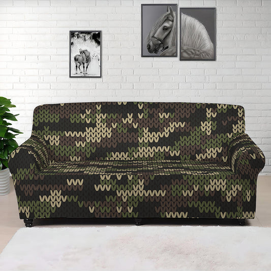 Army Camouflage Knitted Pattern Print Sofa Cover