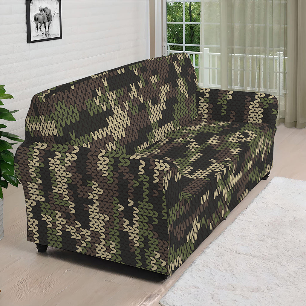 Army Camouflage Knitted Pattern Print Sofa Cover