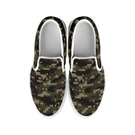 Army Camouflage Knitted Pattern Print White Slip On Shoes
