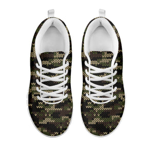 Army Camouflage Knitted Pattern Print White Sneakers
