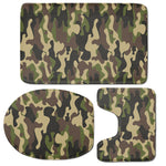 Army Green Camouflage Print 3 Piece Bath Mat Set