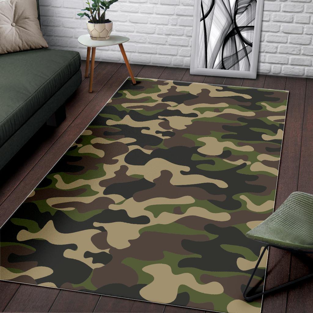 Army Green Camouflage Print Area Rug GearFrost
