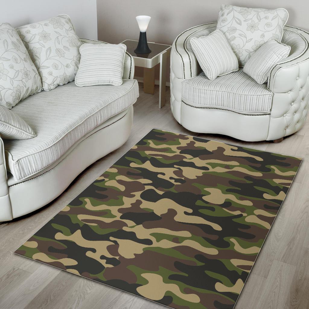 Army Green Camouflage Print Area Rug GearFrost