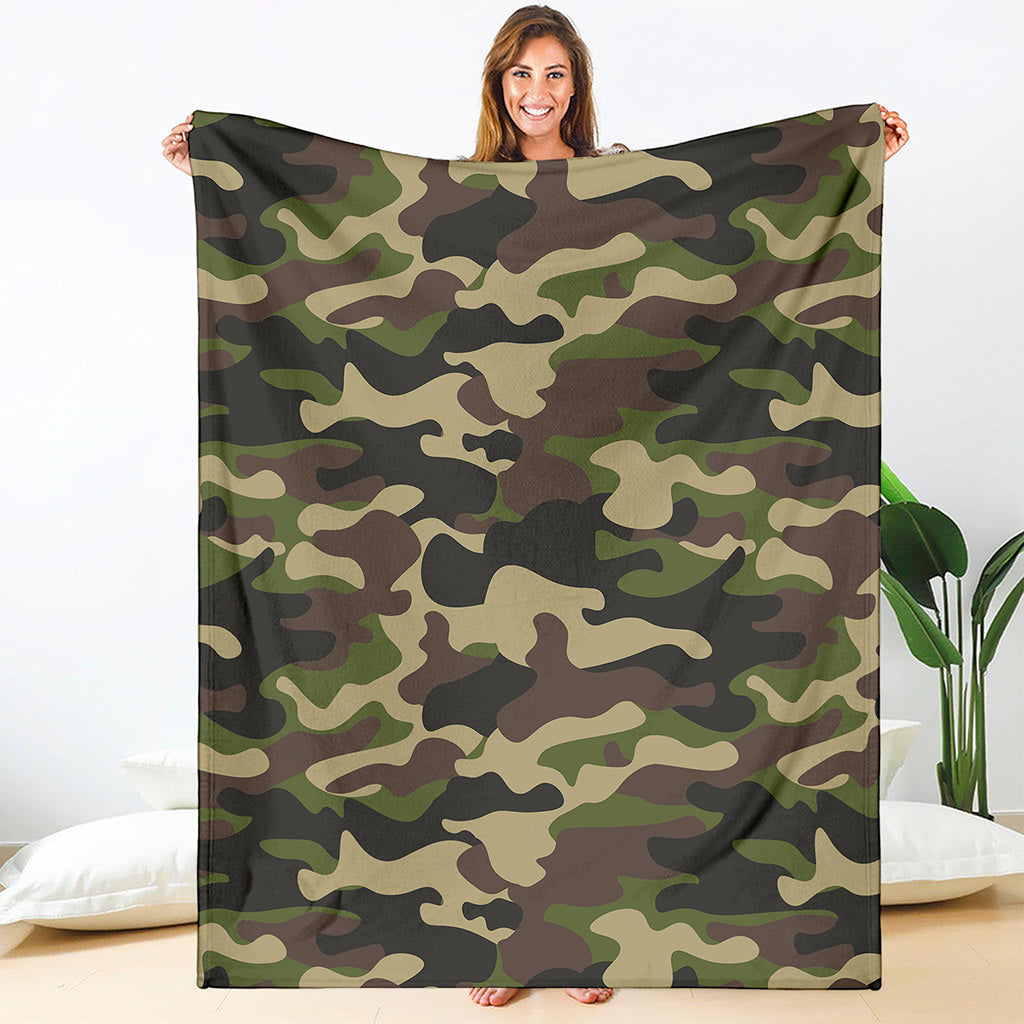 Army Green Camouflage Print Blanket