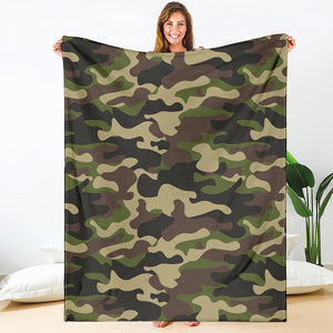 Army Green Camouflage Print Blanket