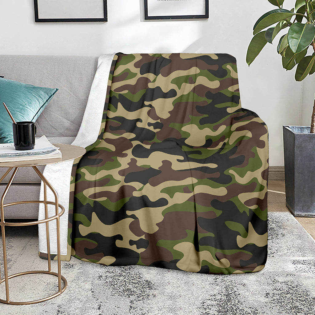 Army Green Camouflage Print Blanket
