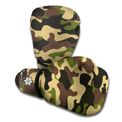 Army Green Camouflage Print Boxing Gloves