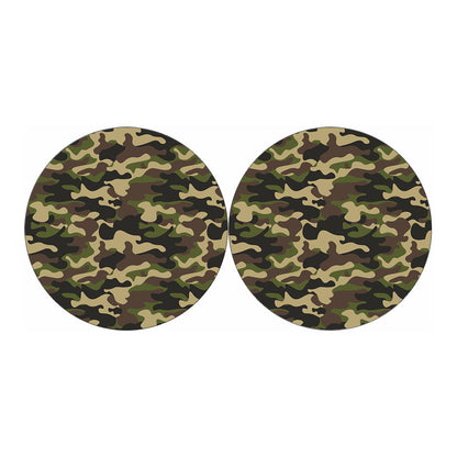 Army Green Camouflage Print Car Coasters