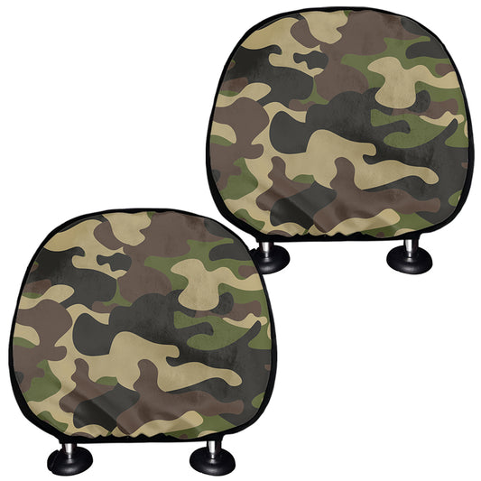 Army Green Camouflage Print Car Headrest Covers