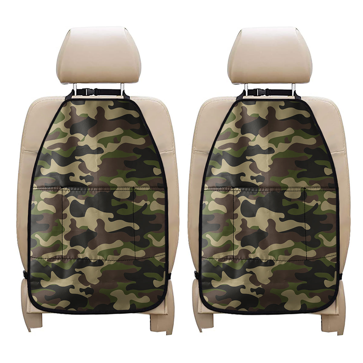 Army Green Camouflage Print Car Seat Organizers