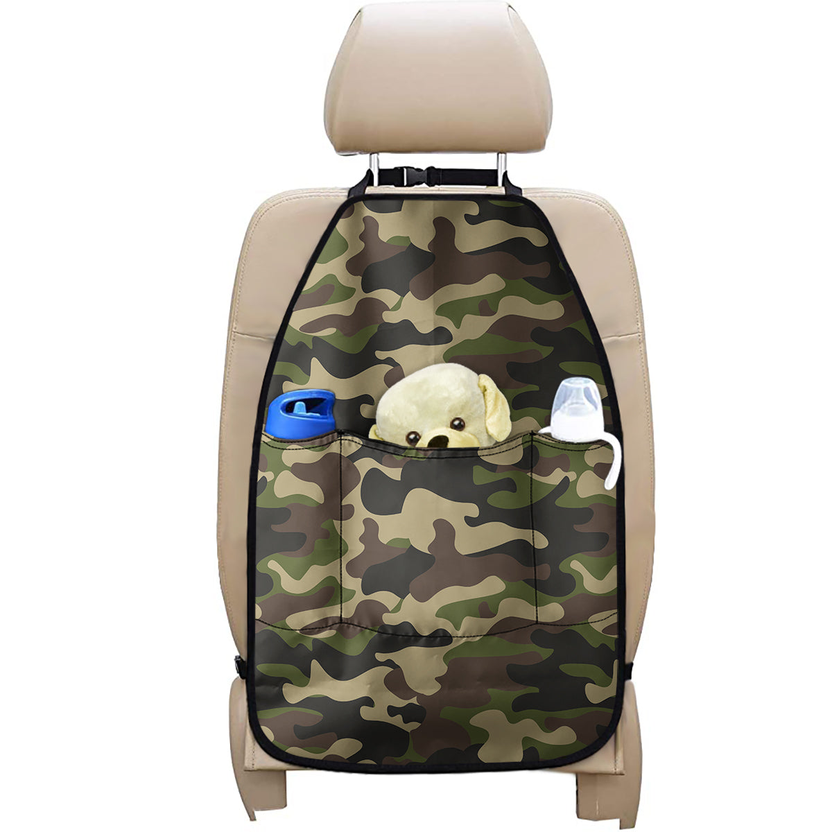 Army Green Camouflage Print Car Seat Organizers