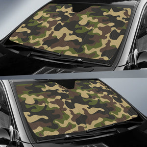Army Green Camouflage Print Car Sun Shade GearFrost