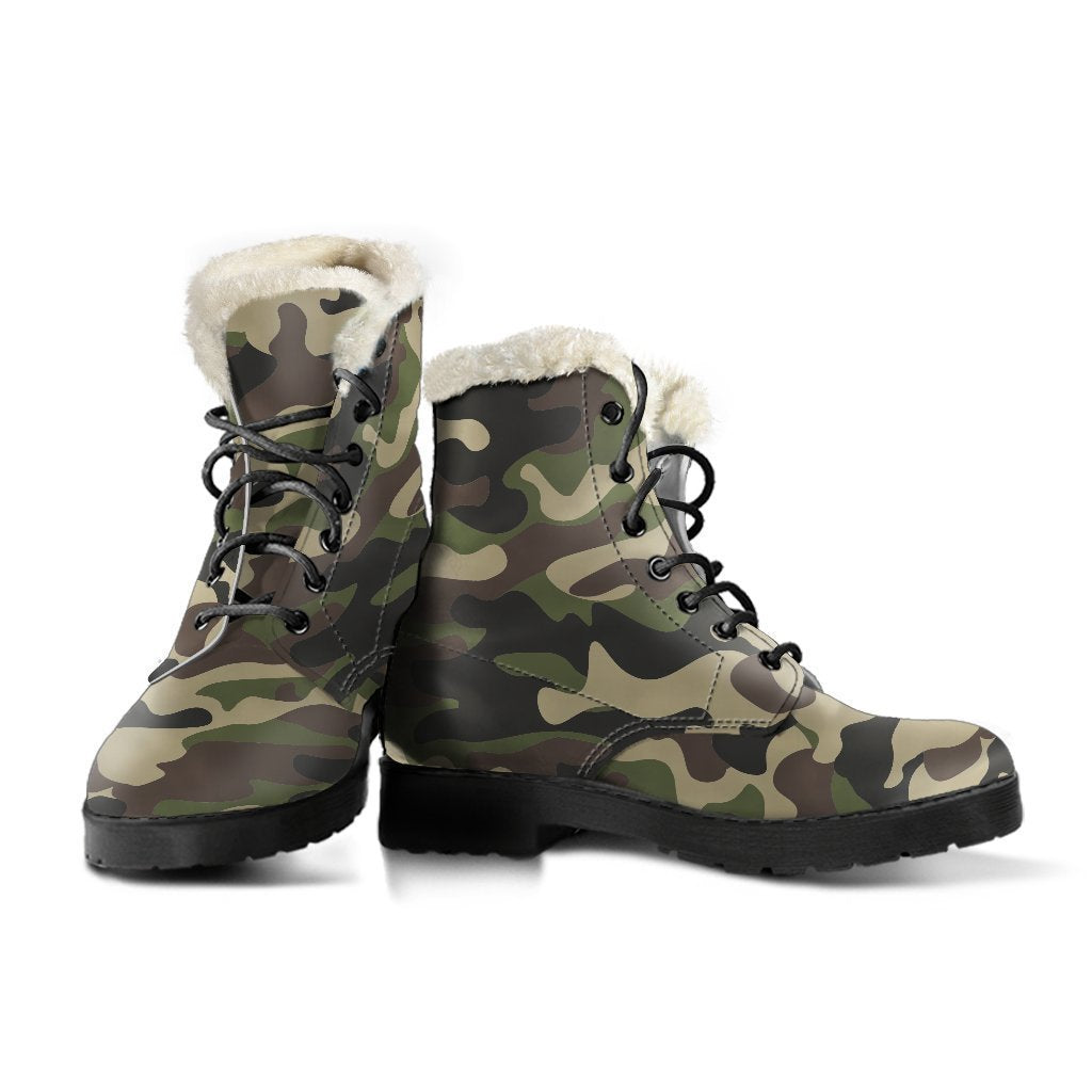 Army Green Camouflage Print Comfy Boots GearFrost