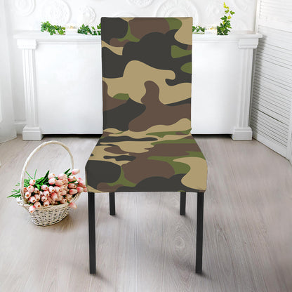 Army Green Camouflage Print Dining Chair Slipcover