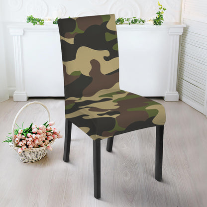 Army Green Camouflage Print Dining Chair Slipcover