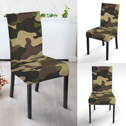 Army Green Camouflage Print Dining Chair Slipcover
