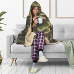 Army Green Camouflage Print Hooded Blanket