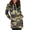 Army Green Camouflage Print Hoodie Dress GearFrost