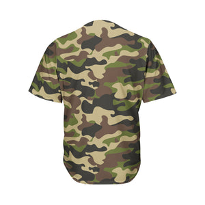 Army Green Camouflage Print Men's Baseball Jersey