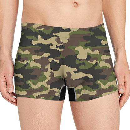 Army Green Camouflage Print Men's Boxer Briefs