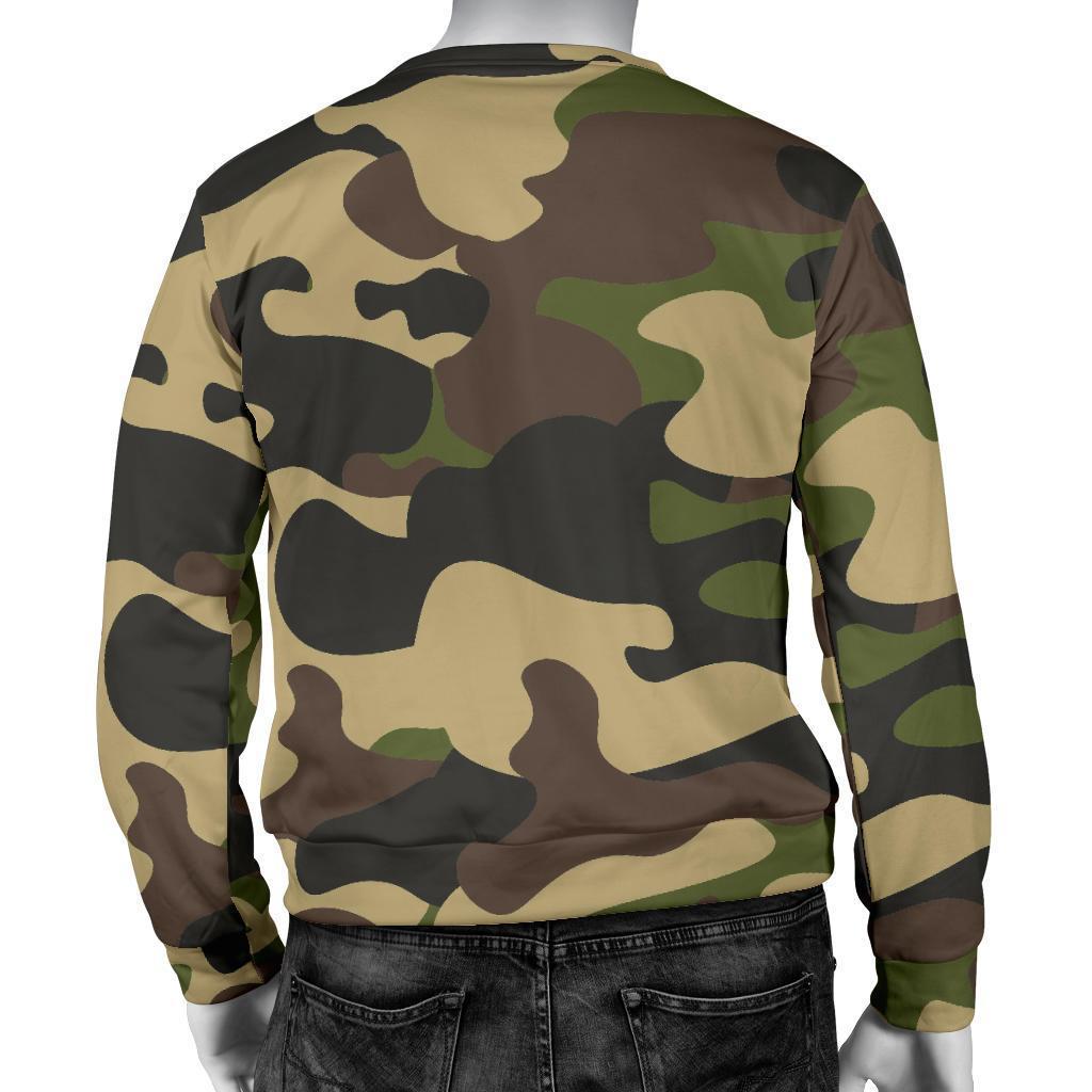 Army Green Camouflage Print Men's Crewneck Sweatshirt GearFrost
