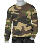Army Green Camouflage Print Men's Crewneck Sweatshirt GearFrost