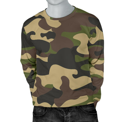 Army Green Camouflage Print Men's Crewneck Sweatshirt GearFrost