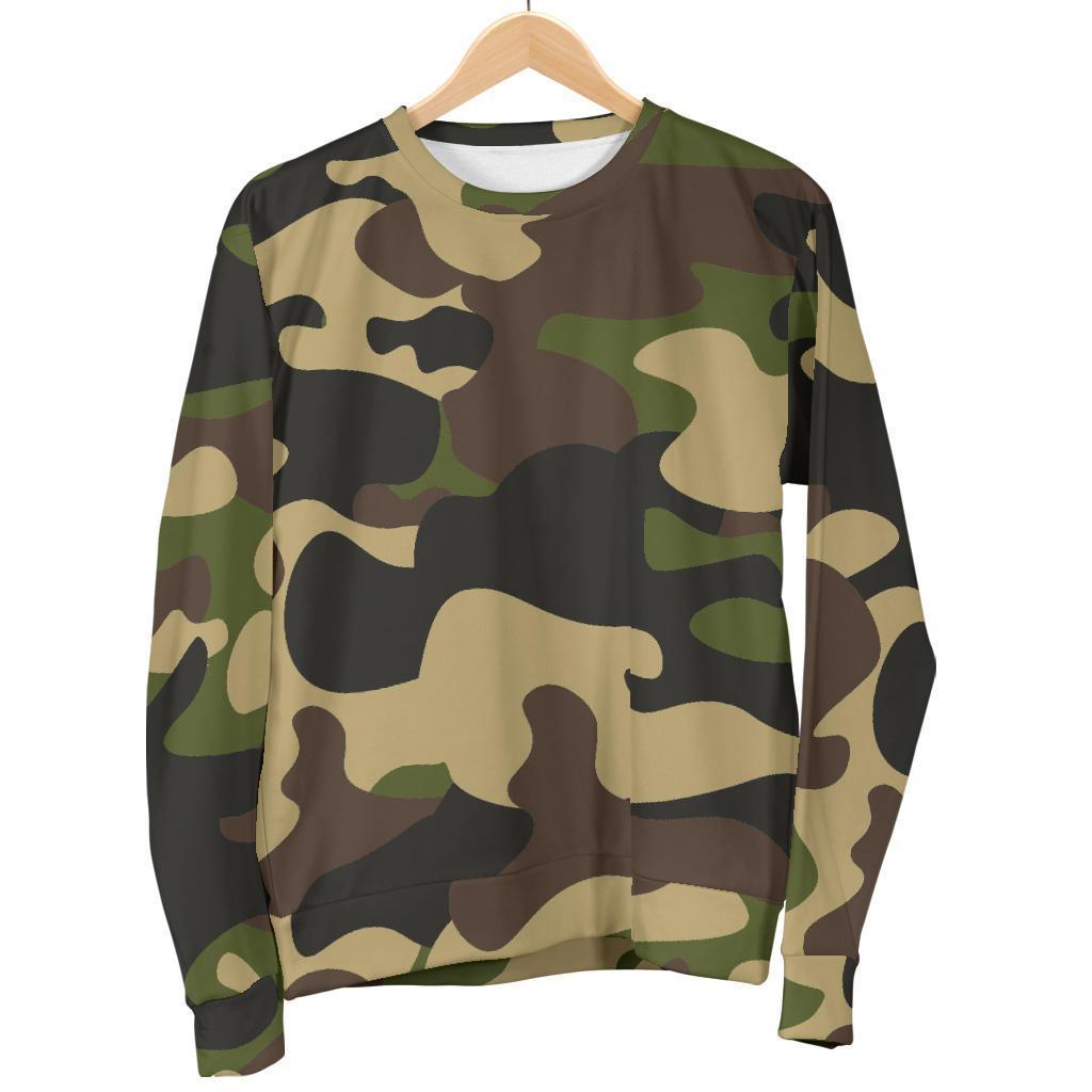 Army Green Camouflage Print Men's Crewneck Sweatshirt GearFrost