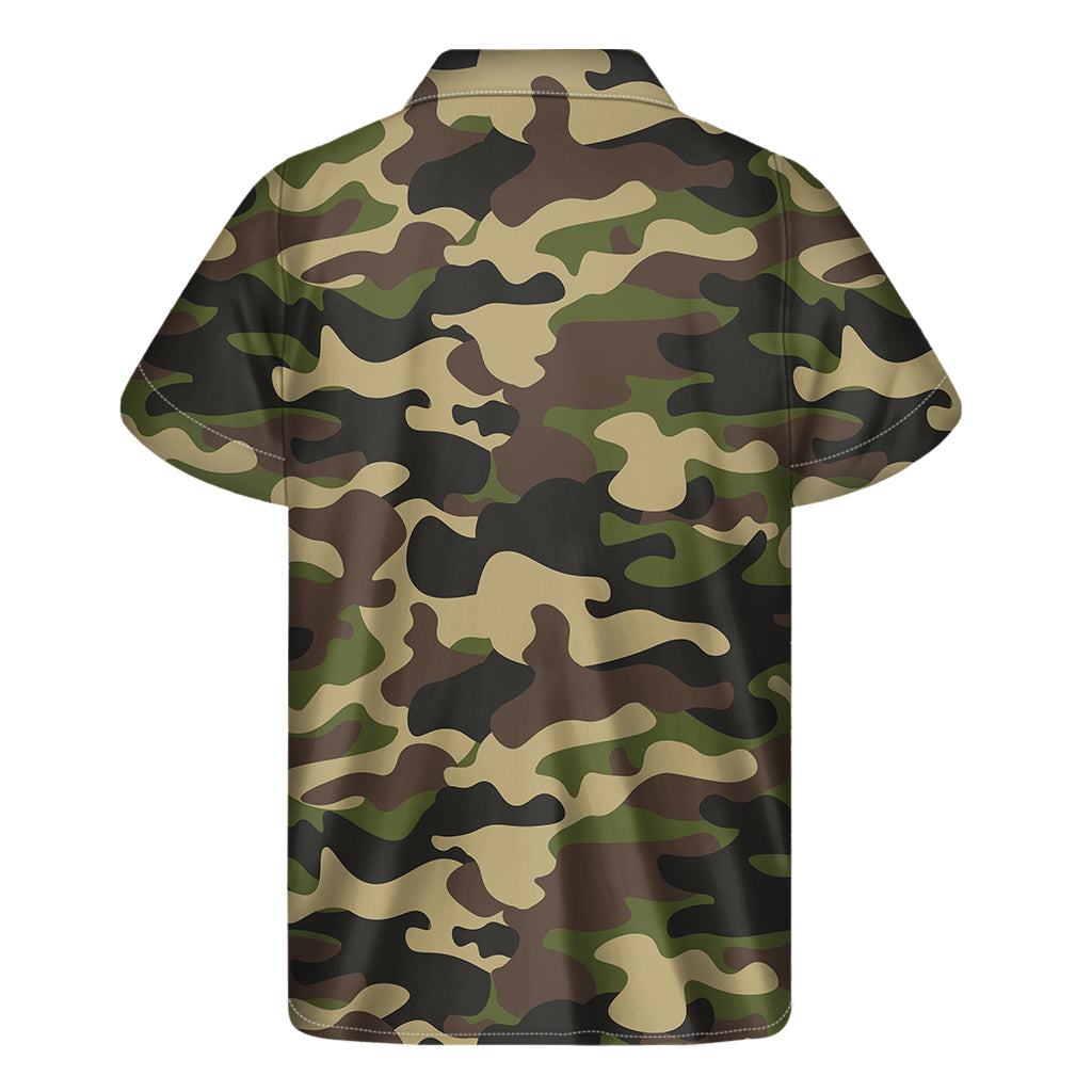 Army Green Camouflage Print Men's Short Sleeve Shirt