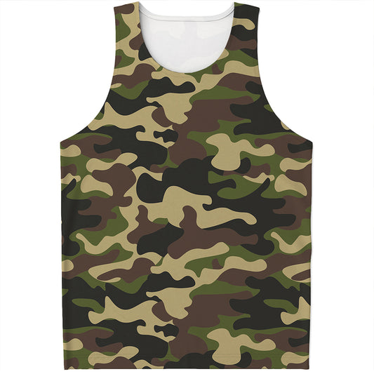 Army Green Camouflage Print Men's Tank Top