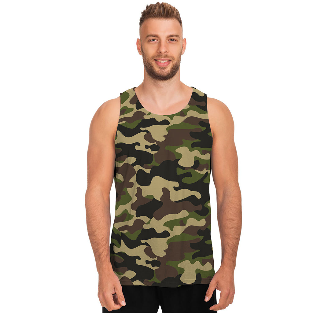 Army Green Camouflage Print Men's Tank Top