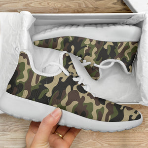 Army Green Camouflage Print Mesh Knit Shoes GearFrost