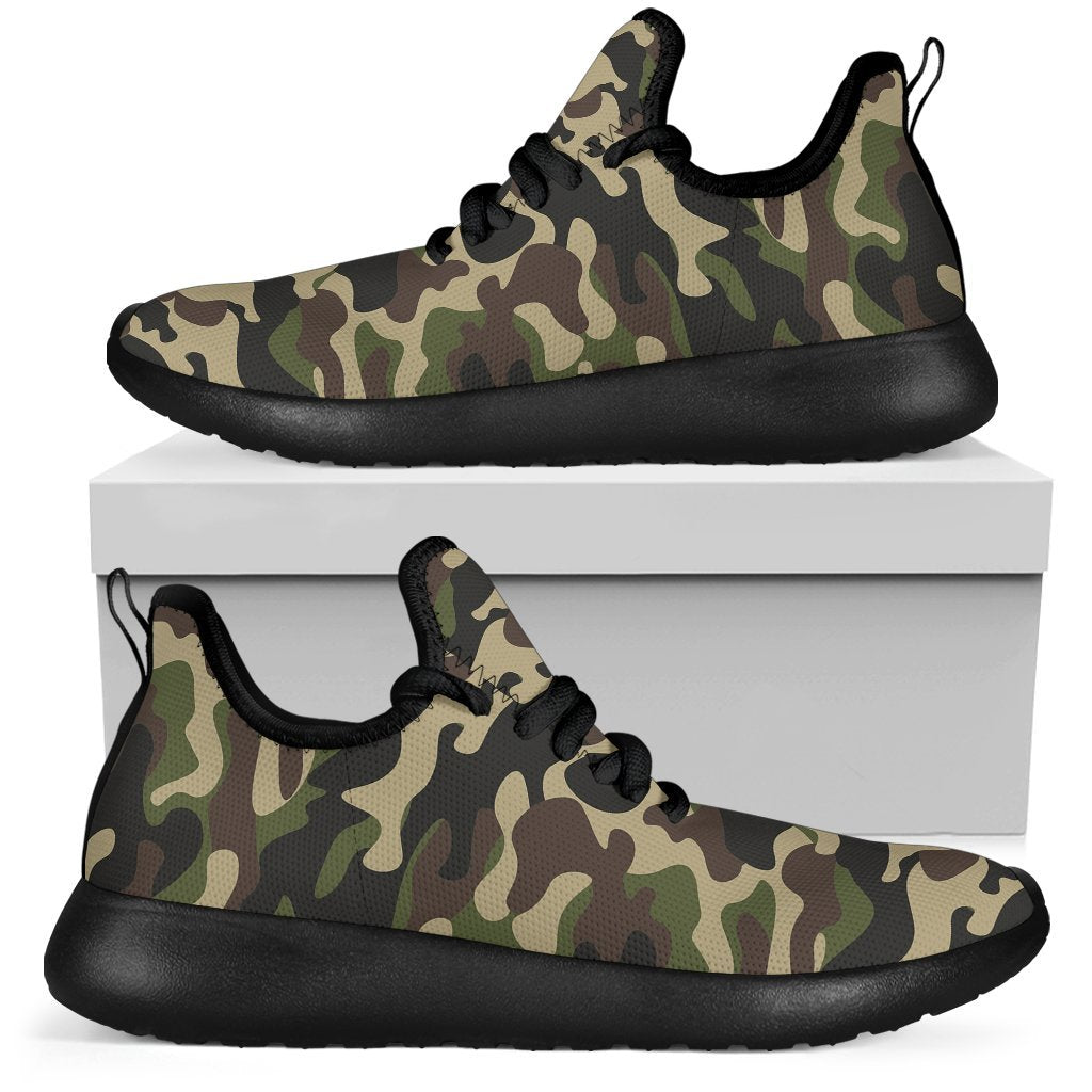 Army Green Camouflage Print Mesh Knit Shoes GearFrost